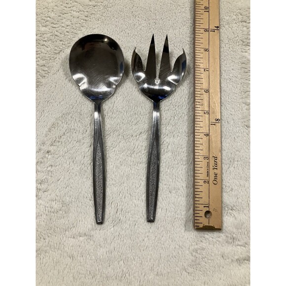 Vintage Mid Century Modern Large Serving Salad Fork And Spoon Set - Picture 4 of 5